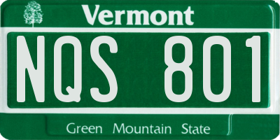 VT license plate NQS801