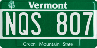 VT license plate NQS807