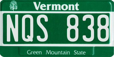 VT license plate NQS838