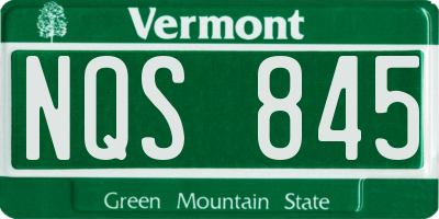 VT license plate NQS845