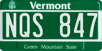 VT license plate NQS847