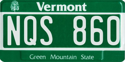 VT license plate NQS860