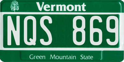 VT license plate NQS869