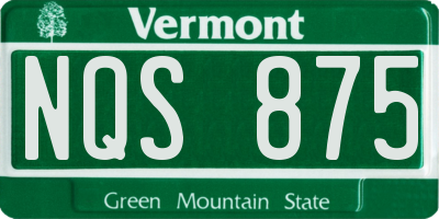 VT license plate NQS875