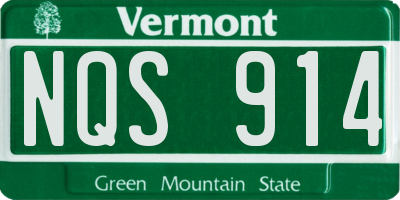 VT license plate NQS914