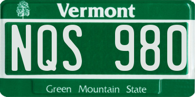 VT license plate NQS980
