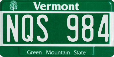 VT license plate NQS984