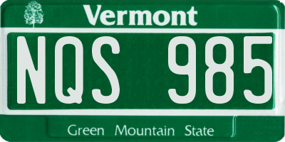 VT license plate NQS985