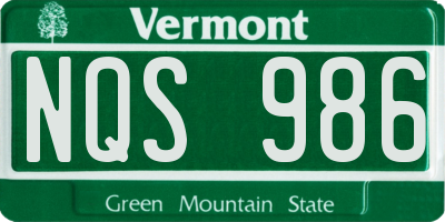 VT license plate NQS986