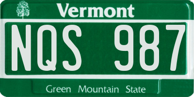 VT license plate NQS987