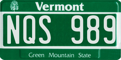 VT license plate NQS989