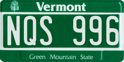 VT license plate NQS996