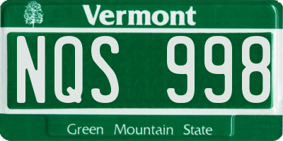 VT license plate NQS998