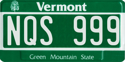 VT license plate NQS999