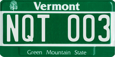 VT license plate NQT003