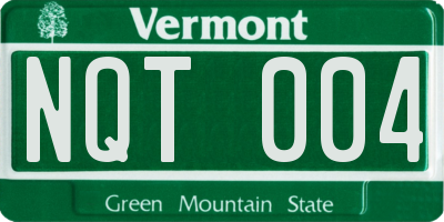 VT license plate NQT004