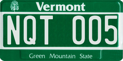 VT license plate NQT005