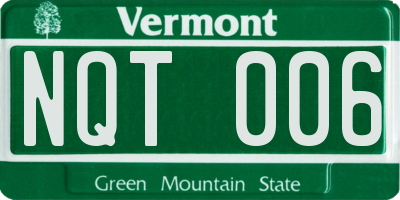VT license plate NQT006