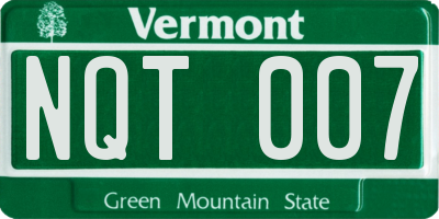 VT license plate NQT007