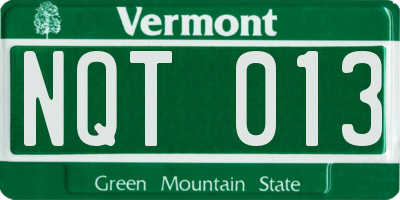 VT license plate NQT013