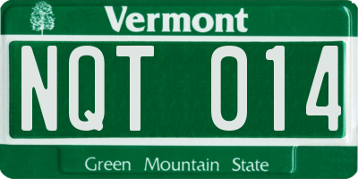 VT license plate NQT014