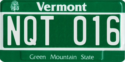 VT license plate NQT016