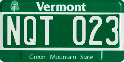 VT license plate NQT023