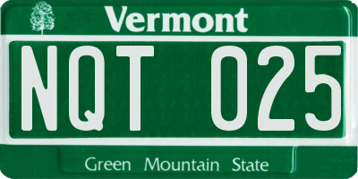 VT license plate NQT025