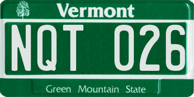 VT license plate NQT026
