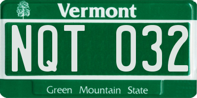 VT license plate NQT032