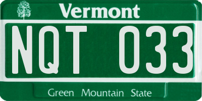 VT license plate NQT033