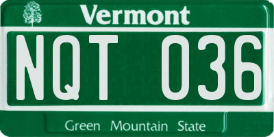 VT license plate NQT036