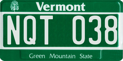 VT license plate NQT038