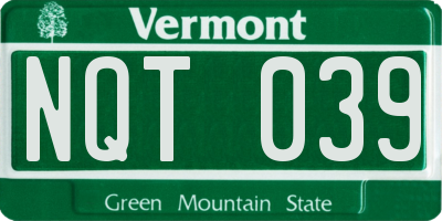 VT license plate NQT039