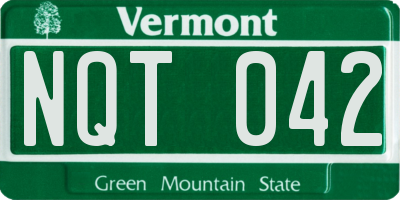 VT license plate NQT042