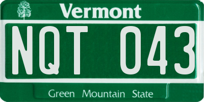 VT license plate NQT043