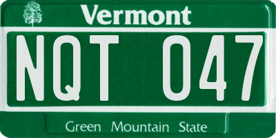 VT license plate NQT047