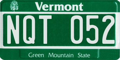VT license plate NQT052