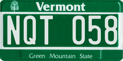 VT license plate NQT058