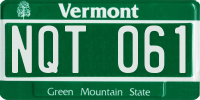 VT license plate NQT061