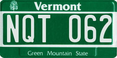 VT license plate NQT062