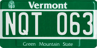 VT license plate NQT063