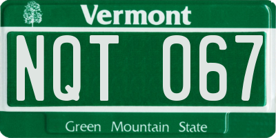 VT license plate NQT067