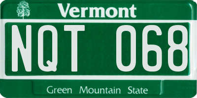 VT license plate NQT068