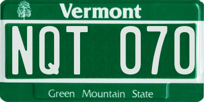 VT license plate NQT070