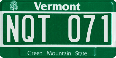 VT license plate NQT071