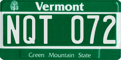 VT license plate NQT072
