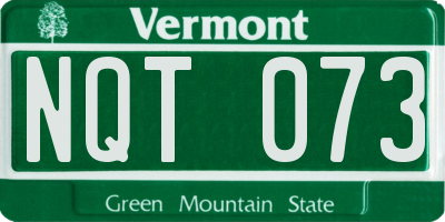 VT license plate NQT073