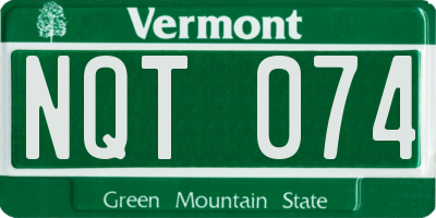 VT license plate NQT074