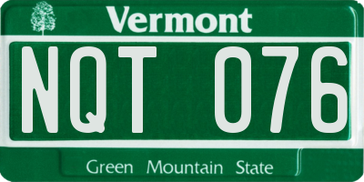VT license plate NQT076